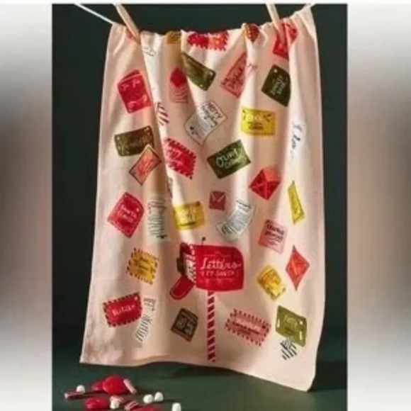 ANTHROPOLOGIE Letters To Santa Kitchen Towel - Picture 1 of 2